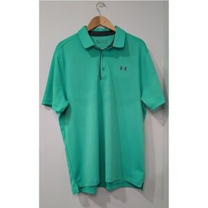 Under Armour Men's Loose HeatGear Green Textured Golf Polo Shirt XL